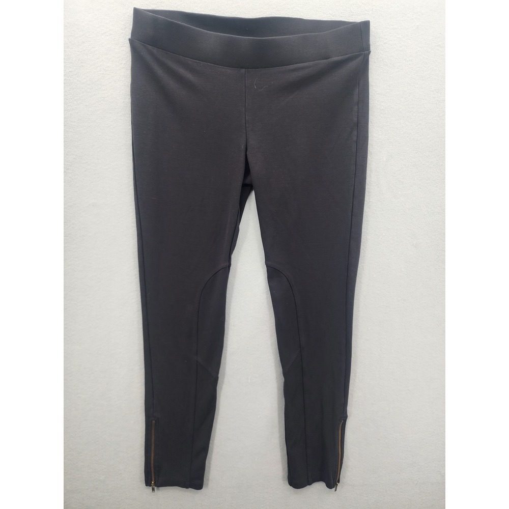 Cabi Black Equestrian Riding Pants Leggings Knee Patch Ankle Zip Womens Large L